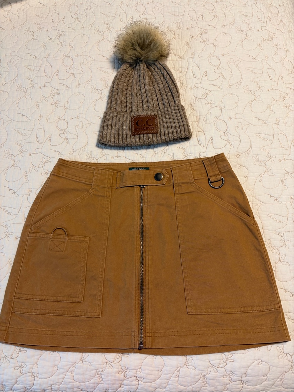 wild fable Tan Zip-Front Utility Mini Skirt